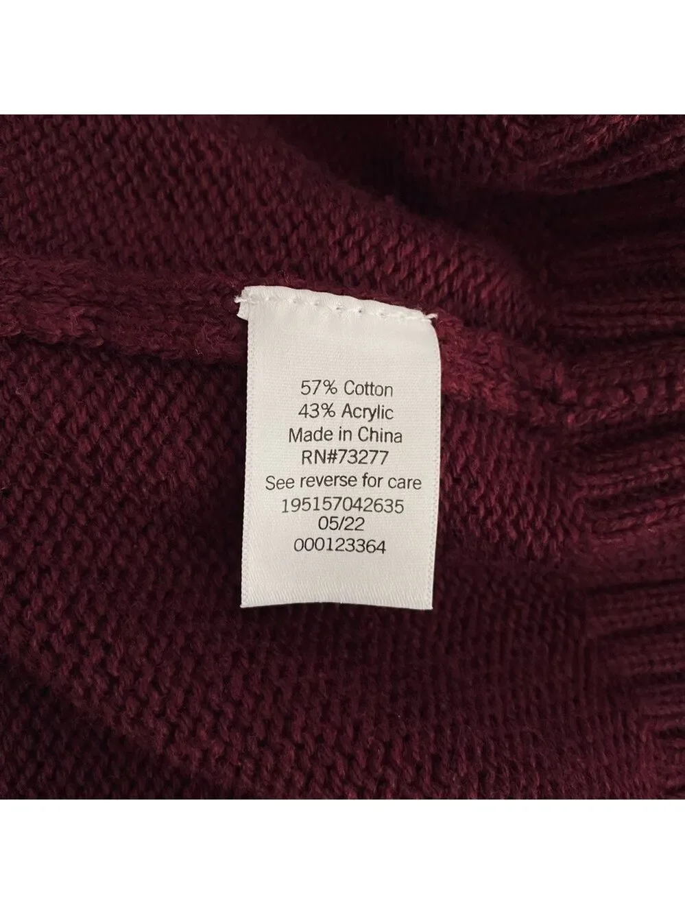 Sonoma Half-Zip Mock Neck Sweater | Burgundy Knit | Size Large - Picture 9 of 11